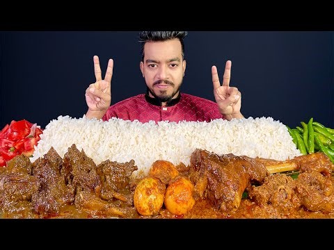 ASMR EATING SPICY MUTTON CURRY, SPICY DUCK CURRY, EGG CURRY WITH RICE EATING SHOW | ASMR MUKBANG
