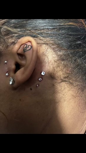 3 Dermal’s Behind Her Ear 🥰 #phillypiercer #phillypiercings #bodypiercings #phillytiktok #dermalpiercing #dermals #viral #philadelphia