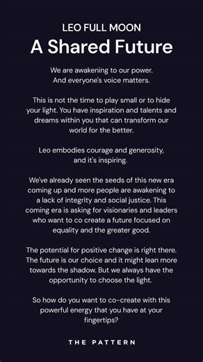 The Leo Full Moon on February 1st is asking you to believe in the power of your light. Because it’s exactly what the world needs right now. 🌕✨ | The Pattern