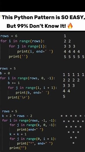 Patterns in programming #python #nested loop #coding