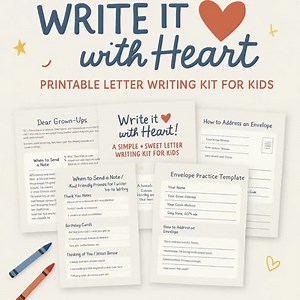 Printable Writing Kit for Kids | Homeschool Letter Writing Activities, Templates, Envelope Practice & Thank You Notes for Children Ages 6-12 - Etsy