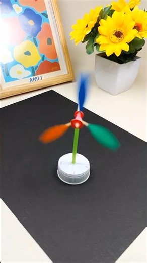 DIY Mini Windmill Using Bottle Cap | Easy Spinning Fan Craft#DIYWindmill #BottleCapCraft #diy