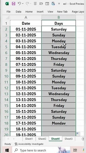 Convert Date to Day Name in Excel using TEXT Function #excel #excelshorts