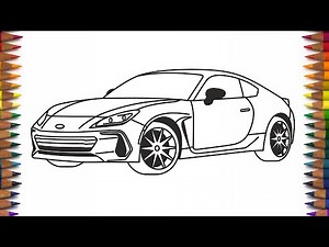 How to draw a car Subaru BRZ 2024 step by step - Drawing a car easy