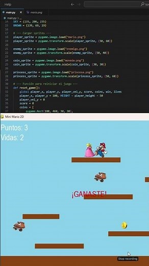 Creé un Juego Tipo Mario en Python Desde CERO 👑) #python #programacion #shorts