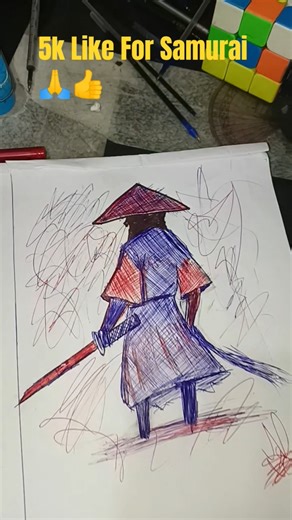 Samurai Drawing 🔥 #shorts #samurai #animedrawing #pensketch #drawing