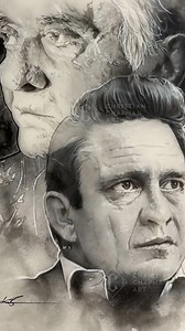 Johnny Cash portrait airbrushed on canvas #christianchapmanart #johnnycash #portraitartist | Christian Chapman Art