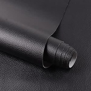 Vinyl Leather Fabric Marine Waterproof Material 55"×72" Upholstery Faux Leather Sheets 0.6mm Thick Anti-UV Non-Peeling for Repairing Boat Seat Car Furniture DIY Crafting, Black