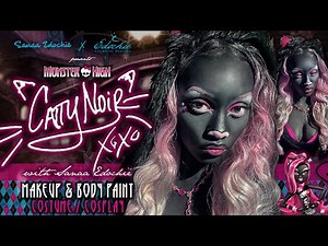 Monster High’s ĆΔŦŦ¥ ŇØƗŘ 🏫🐈‍⬛👄💖| Airbrush Face & Body Paint + Makeup with ‪@Sanaa_Edochie‬