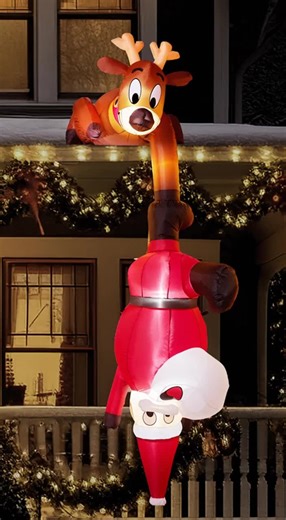 Christmas Gift 8 FT Hanging Christmas Inflatables Decoration, Christmas Inflatable Reindeer and Climbing Santa, Blow Up Inflatable with Build-in LED for Xmas Party Indoor, Outdoor, Yard, Garden, Lawn Decor winter decor #christmasdiy #xmasdecor #christmasprep #outsidechristmaslights #christmastreelights #christmaspartyoutfitinspo #christmasdecorideas #santaclausiscoming #christmas2019 #xmasdecorideas