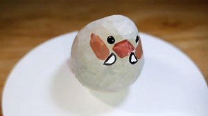 Zebra Finch Bird Ornament Hand Carved Painted Wooden Bird Statues for Home Decor (Grey)