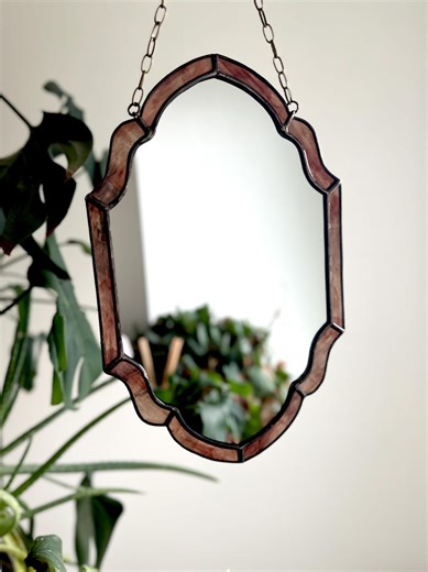 Handmade Stained Glass Mirror: Art Nouveau Vintage Decor - Etsy