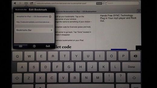 How to Setup the Evernote Web Clipper Bookmarklet on a Apple iPad