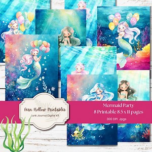 Watercolor Mermaid Journal Kit: Printable Scrapbook Pages (digital Download) - Etsy