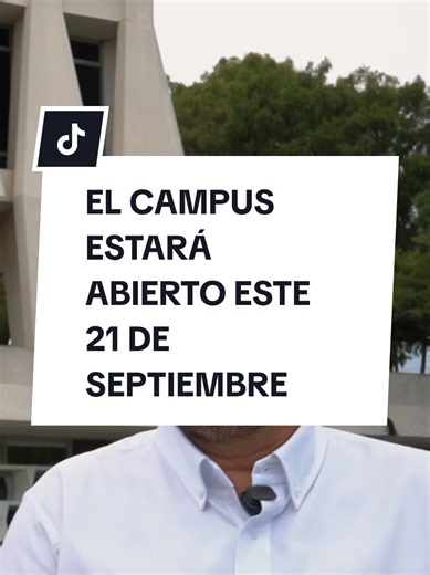 EL CAMPUS ESTARÁ ABIERTO ESTE 21 DE SEPTIEMBRE Este lunes 21 de septiembre, el Campus Central continuará funcionando con normalidad. Desde Rectoría, los servicios administrativos y de atención estarán activos de forma presencial y en línea. También continuarán las actividades académicas programadas, entre ellas clínicas dentales y veterinarias, exámenes de graduación y actos de imposición de toga. La USAC sigue trabajando y atendiendo a su comunidad universitaria. ¡Larga vida a la Universidad de