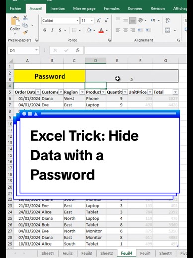 Excel Trick: Hide Data with a Password 🔒 @DR EXCEL #excel #exceltricks #dataanalytics #fyp