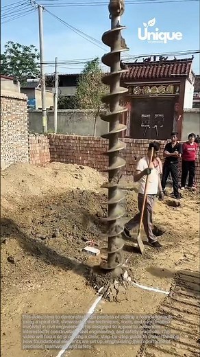 Construction site operations: drilling a foundation hole