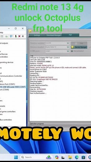 REDMI NOTE 13 4G UNLOCK BY OCTOPLUS FRP TOOL