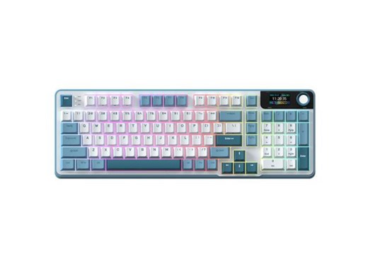 Rosewill Neon S96 Wireless Mechanical Gaming Keyboard, 98-Key Layout w/ Volume Knob, Bluetooth / 2.4GHz / USB-C, Hot-Swappable Blue Switches, RGB Backlit, 3750mAh Battery, Windows & macOS, White - Newegg.com