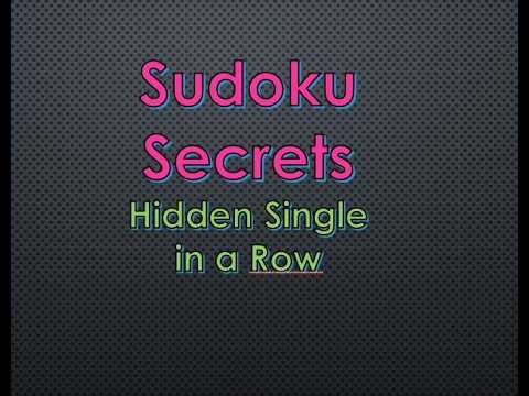 Sudoku Secrets - How to find a Hidden Single in a Row