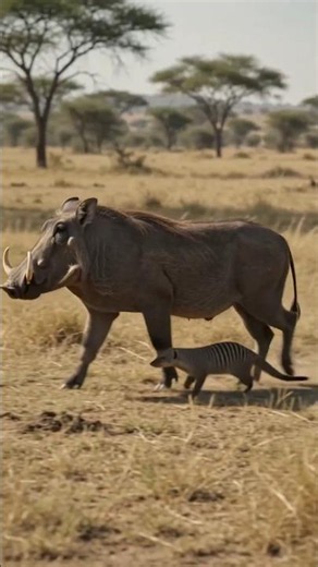 Why Is the Mongoose Following the Warthog? The Answer Will Surprise You! 🐗🦝 #shorts