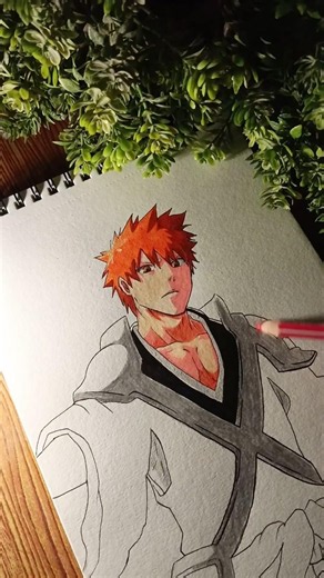 Drawing kurosaki ichigo💀|#art #bleach #shorts