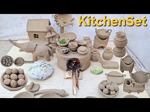 Hand Made KitchenSet/☕️🥂🍽Diy How To Make KitchenSet With clay/ Mini KitchenSet.