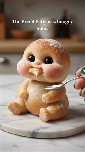 ASMR Feeding a Baby Made of Bread #aishorts #oddlysatisfying #asmrsounds