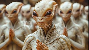 Aliens, humanoids, inhabitants of other distant planets in space, UFOs, extraterrestrial life forms