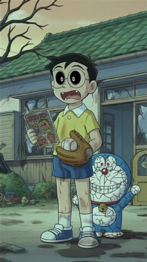 Doraemon characters in scary creepy mood