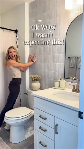 Audrey Ross | At Home With Audrey on Instagram: "✨I almost didn’t try peel & stick tile… #AD but this one decision completely transformed the space. From the tile to the mirror and finishes, every detail came together so beautifully — without a full remodel or huge budget! This project was made possible by The Home Depot, and I’ve linked all my favorite finds in my Home Depot Storefront 🤍 Comment “YES” for 🔗 Follow @homewithaudreyross for more home upgrades & hacks 🫶 @HomeDepot #HomeDepotCrea