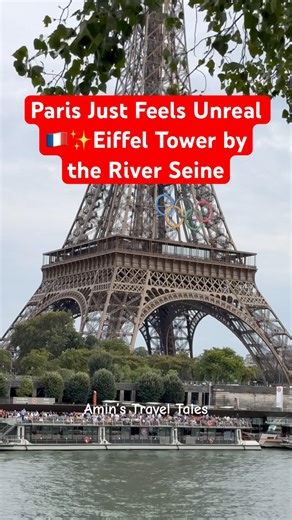 Paris Just Feels Unreal 🇫🇷✨Eiffel Tower by the River Seine #Paris #EiffelTower #RiverSeine #France