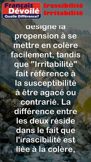Irascibilité et Irritabilité (Quelle Diff.) #shorts