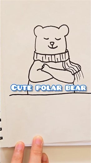 🐻‍❄ Draw a Cute Polar Bear ❄️ Christmas drawing series🎄 #art #artinstruction #drawingideas #shorts