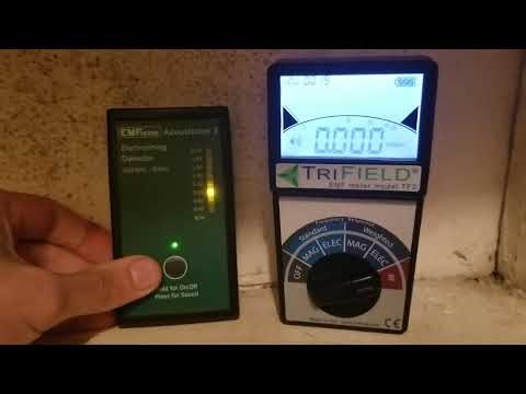 Acousticom 2 vs Trifield 2 EMF Meter. 8.10.24 15.06 EMF Attack in kitchen no14 nextdoor
