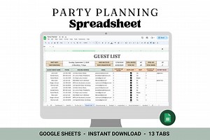 Digital Party Planning Spreadsheet: Google Sheets Template (instant Digital Download) - Etsy