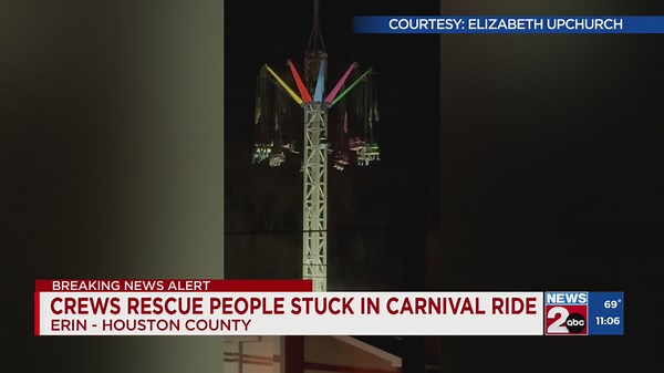 Crews rescue 20 people stuck on Houston County carnival ride