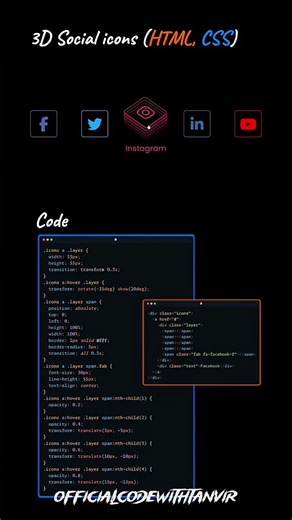 These 3D Social Icons Look INSANE 🤯 | HTML & CSS