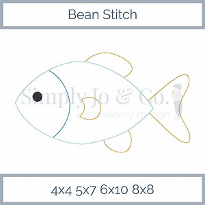 Fish Bean Stitch Machine Embroidery Design - Etsy