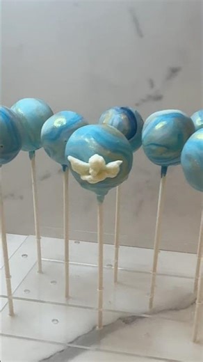 Blue & Gold Marbled Cake Pop Design — Elegant Swirl Tutorial 💙✨🍰