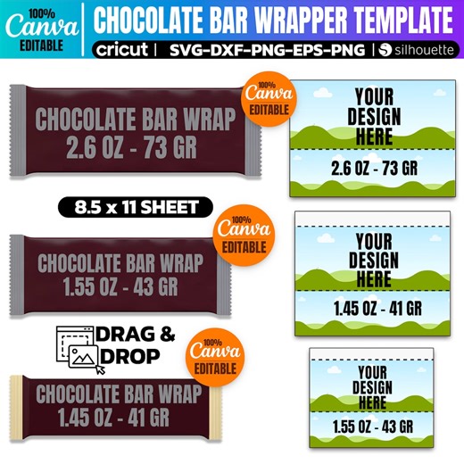 Chocolate Bar Wrapper Template Bundle: Canva Label (digital Download) - Etsy
