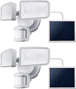 Home Zone Security 2 Pack Solar Floodlights Outdoor with Motion Sensor 40’ x 180°, 1500 Lumens, 5000K Bright White, Dusk to Dawn, Aluminum Adjustable Heads, Waterproof Flood Lights Backyard Patio