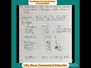 Classification Practical: 6th Paper/CC 6th Ed/NSOU