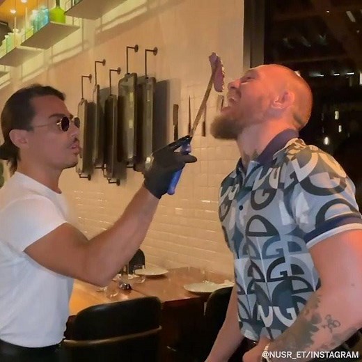 96M views · 475K reactions | Salt Bae served up a golden steak for Conor McGregor 蓼數 (via nusr_et/Instagram) | ESPN MMA | Facebook