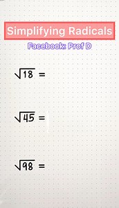 540K views · 4.1K reactions | How to simplify radicals in easy way?樂 #math #mathematics | Prof D | Facebook