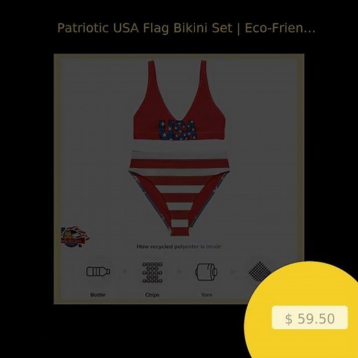 Patriotic USA Flag Bikini Set | Eco-Friendly Recycled Material | American Flag Design | 4th of Ju...