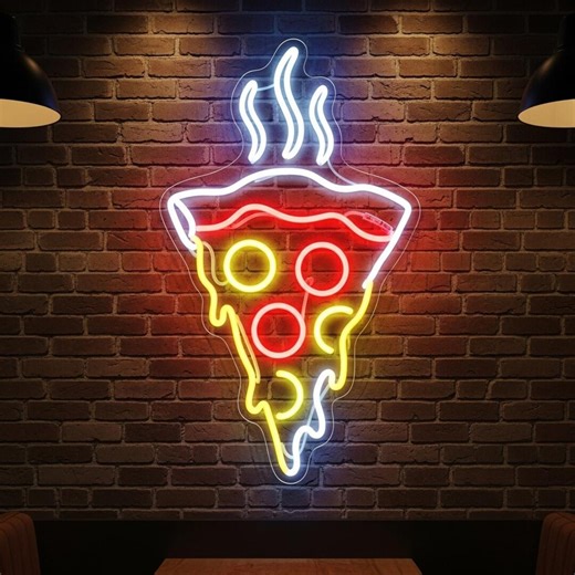 Pizza Slice Neon Sign Pizzeria Kitchen Bar Wall Display Restaurant Dining Gift - Etsy