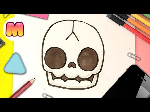 HOW TO DRAW A KAWAII SKULL 😱 How to draw kawaii halloween 😱