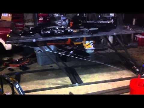 Homemade motorcycle lift table winch powered