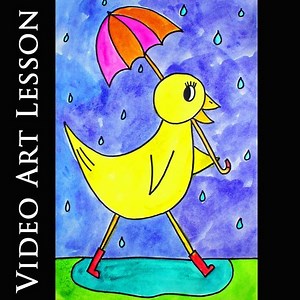SPRING DUCK Video Art Lesson | Directed Drawing & Watercolor Painting Project
